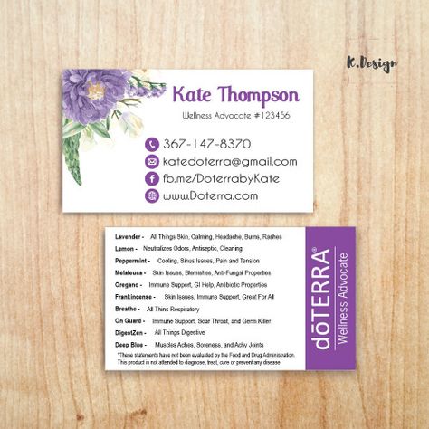 Doterra Business Cards, Young Living Business, Arbonne Business, Essential Oils Business, Doterra Business, Referral Cards, Printable Business Cards, Custom Business Cards, Card Printable