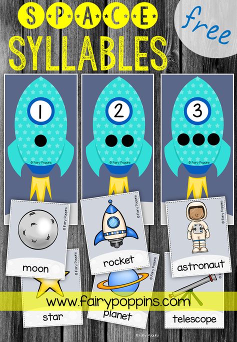 FREE activity to help kids practice syllables with a fun, hands on rocket learning activity for Kindergarten, 1st grade, 2nd grade Syllable Games, Syllables Activities, Space Preschool, Space Classroom, Space Activities, Kindergarten Centers, Read And Write, Phonological Awareness, Reading Centers