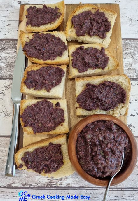 Greek Homemade Olive Paste or Tapenade — Greek Cooking Made Easy Olive Paste, Paste Recipe, Greek Olives, Greek Cooking, Tapenade, Wine And Dine, Dipping Sauce, Make It Simple, Sauce