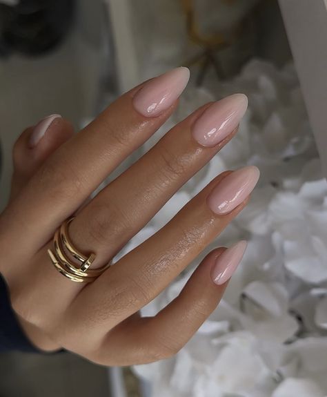 Engagement Nails Brown Skin, Classy Nude Nails Almond, Nail Designs 2024 Trends, Nails Gel Almond, Pink Nails Manicure, Gel Almond Nails, Nails Baby Pink, All Nails, Baby Pink Nails