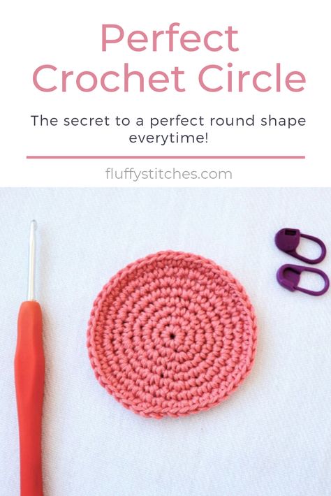 Learn how to get a perfect crochet circle every time with this simple but effective tip! Forget about all those weird shapes, you’ll be getting a perfect circle every time! Round Crochet Coaster Pattern, How To Make A Crochet Circle, Perfect Circle, Perfect Circle Crochet Pattern, Single Crochet Circle, How To Crochet A Perfect Circle, Crochet A Flat Circle, Crochet Perfect Circle Pattern, How To Crochet Perfect Circle