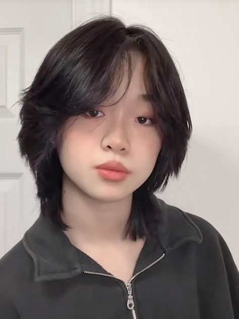 Korean Tomboy, Tomboy Haircut, Wolf Cut, Black Hair, Bangs, Hairstyles, Hair, Black