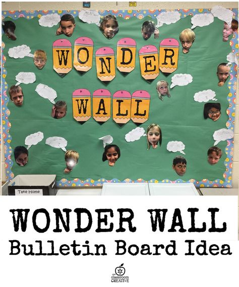 bulletin board idea, wonder wall Wonder Bulletin Board, Ib Bulletin Boards, Ib Pyp Classroom, Family Bulletin Boards, School Bulletin Board Ideas, Walker Learning, Ib Classroom, Kindergarten Inquiry, Wonder Wall