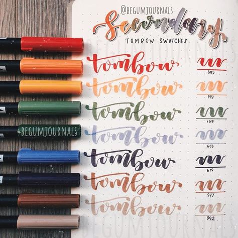 Tombow Dual Brush Pen Swatches (Secondary Pack) November Spread, Pen Swatches, Journal November, Journal Sketches, Office Goals, Tombow Brush Pen, Brush Pen Lettering, Colour Swatches, Fall Night