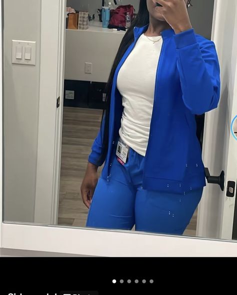 Blue Scrubs Outfit, Nurse Bae, Scrubs Fashion, Nursing Things, Medical Scrubs Fashion, Nursing Goals, Royal Blue Scrubs, Nurse School, New Grad Nurse