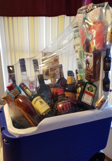 Liquor cooler raffle Booze Wagon Raffle, Liquor Wagon Fundraiser, Cooler Raffle Ideas, Liquor Raffle Basket Ideas, Alcohol Raffle Basket Ideas, Cooler Raffle Basket Ideas, Liquor Basket Ideas For Raffle, Cooler Raffle, Social Prizes