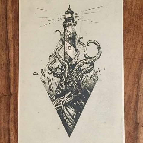 Lighthouse Tattoo Design, Tattoo Bicep, Layout House, Kraken Tattoo, Trendy House, Lighthouse Tattoo, Octopus Tattoos, Kunst Tattoos, Tattoo Zeichnungen