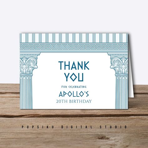 Greek Party Thank You Card, CUSTOM COLORS Editable Ancient History Template, 5x7 (5x3.5 folded), Printable Card Favor, Instant Corjl 030CB by PupsikuDigital on Etsy History Template, Greek Party, Greek Style, Photo Lab, Ancient History, Printable Cards, Editable Template, Digital Printables, Paper Greeting Cards