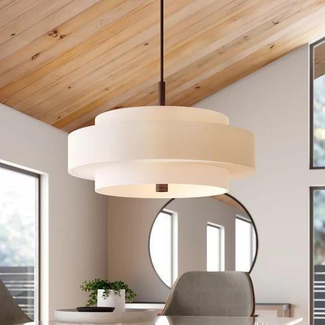 Andover Mills™ Paquette 5 - Light Dimmable Drum Chandelier & Reviews | Wayfair Drum Chandelier Dining Room, Dining Room Lighting Chandeliers, Oval Dining Room Table, Best Ceiling Fans, Wayfair Furniture, White Pendant Light, Drum Chandelier, Dimmable Lamp, Chandelier Shades