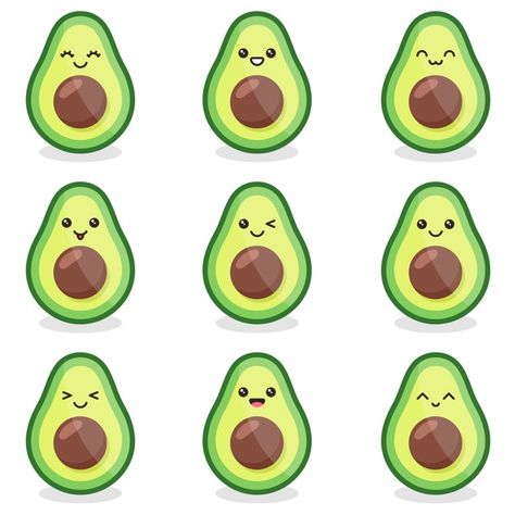 Kawaii cute avocado set | Premium Vector #Freepik #vector #food #character #cartoon #illustration Funny Brain Teasers, Avocado Cartoon, Happy Fruit, Brain Teasers For Kids, Avocado Baby, Kawaii Fruit, Funny Fruit, Cartoon Character Tattoos, Cute Avocado