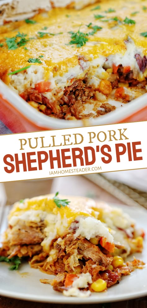 Pork Shepherds Pie, Leftover Pulled Pork Casserole, Leftover Pork Loin Recipes, Pancakes Dairy Free, Supper Casseroles, Pork Casserole Recipes, Pulled Pork Casserole, Coconut Milk Pancakes, Homemade Shepherd's Pie