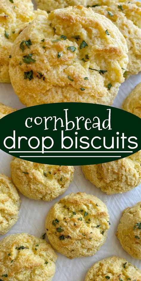 Cornbread Biscuits | Drop Biscuits | Biscuit Recipe | Cornbread Biscuits are easy drop biscuits that can be made in just minutes. Butter and sour cream make these cornbread biscuits so moist and buttery. #cornbreadrecipe #cornbreadbiscuits #biscuitrecipes #dropbiscuits #dropbiscuitrecipe #recipeoftheday Drop Biscuits Easy, Biscuits Drop, Recipe Cornbread, Cornbread Biscuits, Easy Drop Biscuits, Drop Biscuits Recipe, Newfoundland Recipes, Sweet Cornbread, Drop Biscuits