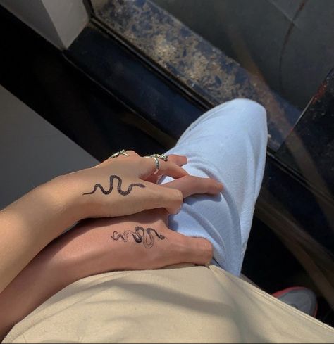 Cute Couple Tattoos, Matching Couple Tattoos, Stylist Tattoos, Matching Tattoo, Discreet Tattoos, Dainty Tattoos, Snake Tattoo, Friend Tattoos, Dope Tattoos