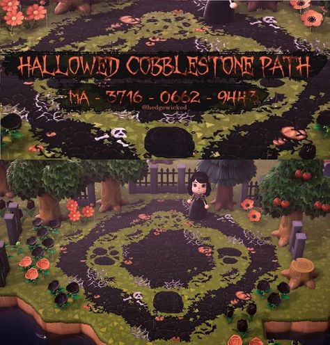 Witchy Animals, Acnh Halloween Island Ideas, Acnh Halloween Code, Acnh Spooky, Spooky Island, Acnh Path, Goth Garden, Animals Crossing, Animal Crossing Guide