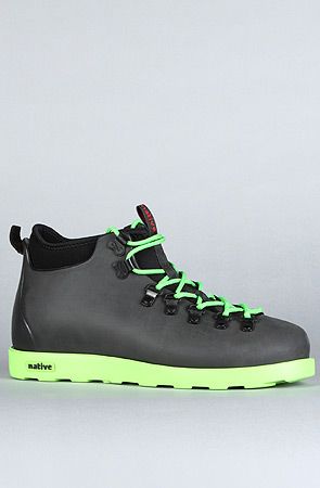 Native Shoes - Fitzsimmons In Jiffy Black & Ninja Green Timberland Boots Style, Black Ninja, Tactical Life, Rat Bike, Aesthetic Kitchen, Native Shoes, Boots Style, Timberland Boots, Hiking Boots