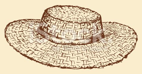 Hat Drawing, Hat Vector, Photo Reference, Graphics Design, Straw Hat, Line Drawing, Premium Vector, Floppy Hat, Farmer