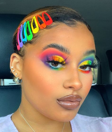 Beautiful Makeup Looks, Circus Makeup, Pride Makeup, Makeup For Black Skin, Rainbow Makeup, Makeup Help, Glamorous Makeup, Makeup Eye Looks, Make Up Looks