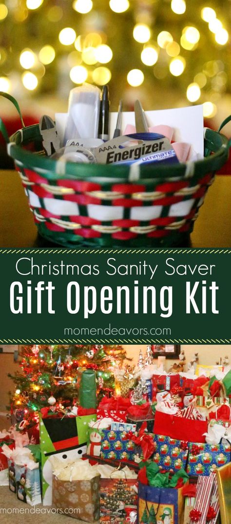 DIY Gift Opening Preparedness Kit - An easy Christmas morning sanity saver, this little kit makes gift opening go more smoothly! #StillGoing AD Christmas Gift Opening, Christmas Morning Traditions, Gift Opening, Gift Hacks, Gift For Mom Christmas, Christmas Hacks, Christmas Gift For Mom, Christmas Projects Diy, Mom Diy