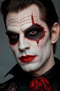 Makeup Looks For Men, Halloween Makeup Looks For Men, Halloween Makeup Men Beard, Vampire Makeup Men, Male Vampire Makeup, Man Halloween Makeup, Mens Vampire Makeup, Professional Halloween Makeup, Halloween Makeup For Men