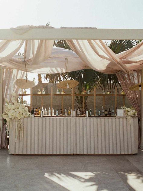 50 Beach Wedding Ideas Perfect for Any Coastal Celebration Beach Wedding Bar Ideas, Nautical Boho Wedding, Coastal Wedding Cocktail Hour, Beach Wedding Exit Ideas, Beach Front Wedding Reception, Elevated Beach Wedding, Fall Beach Wedding Decor, Beach Wedding Party Ideas, Coastal Wedding Reception Decor