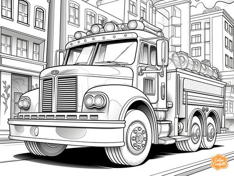 illustration of Blaze through fire-truck coloring Trucks Coloring Pages, Coloring Page For Adults, Truck Coloring Pages, Fun Printable, Fire Engine, Fire Truck, Free Fire, Free Coloring Pages, Fire Trucks