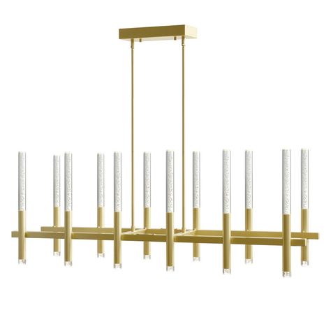 Everly Quinn Thurso 12 - Light LED Rectangle Chandelier - Wayfair Canada Pool Table Lighting, Linear Suspension, Gold Chandelier, Suspension Light, Linear Chandelier, Kitchen Island Lighting, Lighting Store, Pool Table, Island Lighting