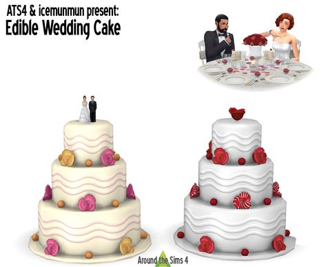 Around the Sims 4 | Custom Content Download | Edible Wedding Cake Sims 4 Wedding Cake, Cake Sims 4, Sims 3 Wedding, Sims 4 Wedding Dress, Around The Sims 4, Wedding Cake Setting, How To Make Wedding Cake, Nursing Cake, Simple Beach Wedding