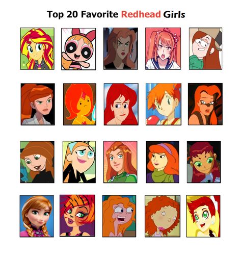 Emo Cartoon, Girl Character Names, Red Hair Costume, Red Head Cartoon, Red Head Halloween Costumes, Redhead Costume, Cartoon Characters Names, Characters With Red Hair, Cartoon Name