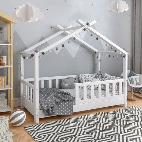 Kids Beds & Bunk Beds Toddler House Bed, House Beds For Kids, Toddler Floor Bed, Boy Toddler Bedroom, Montessori Bed, Toddler Boys Room, Toddler Beds, Bed Tent, Toddler Rooms