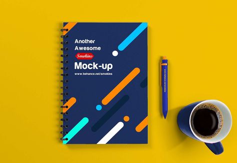 Free Notebook Mockup (PSD) Handbook Design, Branding Mockups Free, Notebook Mockup, Free Notebook, Book Mockup, Stationery Brand, Graphic Design Brochure, Free T Shirt Design, Graphic Identity