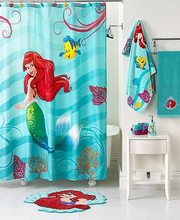 Disney Princess Ariel Little Mermaid Shower Curtain Bathroom Decor Accessories Bathroom Ideas For Kids, Little Mermaid Bathroom, Kids Bathroom Sets, Mermaid Shower Curtain, Disney Bathroom, Mermaid Bathroom Decor, Deco Disney, Casa Disney, Kid Bathroom Decor