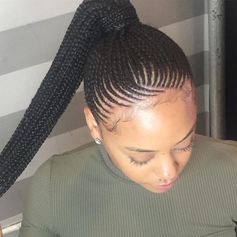 Prepare for fireworks. Thanks to sultry braids, twists, and knots, these sizzling summer styles aren't your average ponytail Small Feed In Braids, Ghana Braids Hairstyles, Cornrow Ponytail, Tan Skin Blonde Hair, Twisted Hair, Hair Ombre, Braided Ponytail Hairstyles, Small Braids, Hair Idea