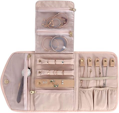 Amazon.com: KUAK Travel Jewelry Organizer Roll Foldable Jewelry Roll Bag Small Jewelry Storage Bag for Journey-Rings, Necklaces, Bracelets, Earrings, Soft Pink : Clothing, Shoes & Jewelry Travel Jewelry Organizer Cases, Jewelry Roll Travel, Tangled Necklace, Cotton Jewelry, Travel Jewelry Organizer, Jewelry Roll, Travel Jewelry Case, Jewellery Storage, Jewelry Storage