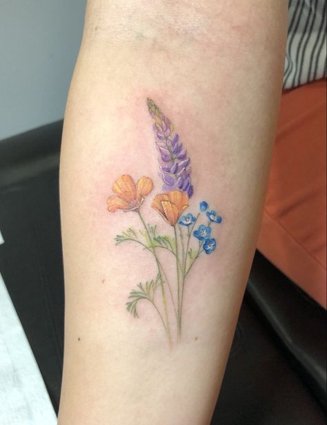 Wildflowers Tattoo, Colorado Wildflowers, California Wildflowers, Wildflower Tattoo, R Tattoo, Girly Tattoos, Matching Tattoos, Piercing Tattoo, West Hollywood