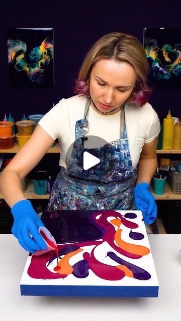 Olga Soby on Instagram: "Yummy Purple😍 Similar style to yesterday's post, but different color palette - which one do you like better?  I'm in love with how those colors look under layer of epoxy! By the way, did you know that I have an online course I which I teach resin clear coating from A to Z?🌟 Link in my bio! . . #artreels #paintingreels #artistreel #reelsofinstagram #acrylicpouring #fluidpainting #acrylicpour #fluidartwork #fluidacrylic  #fluidartist #fluidart #abstractpaintings #abstractart #abstractartist #abstractpainting #instagramart #instapainting #acrylicpaintpouring" Acrylic Art Projects, Acrylic Painting Diy, Acrylic Pouring Techniques, Homeschool Crafts, Flow Painting, Resin Art Painting, Fluid Acrylic Painting, Acrylic Pouring Art, Pouring Painting