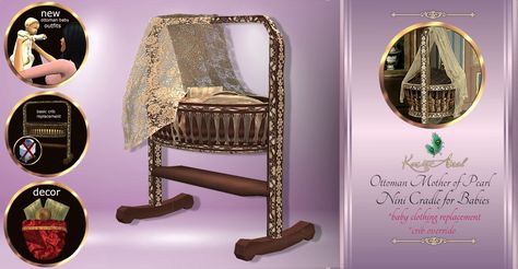 👶🍼Ottoman Mother of Pearl Nini Cradle for Babies🍼👶... | KarieAmel Asian Bedroom, Sims 4 Black Hair, Medieval Furniture, Ottoman Furniture, Sims 4 Bedroom, Tudor Era, Sims 4 Children, Tudor History, Sims 4 Cc Packs