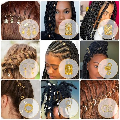 Lucomb 259 Pcs Hair Jewelry for Braids, Loc Jewelry for Hair Dreadlock for Women, Metal Gold Rings Cuffs Clips for Dreadlock Accessories Hair Braids Jewelry Decorations Dreadlock For Women, Jewelry For Hair, Braids Jewelry, Jewelry For Braids, Hair Jewelry For Braids, Braid Cuffs, Braid Accessories, Hair Charms, Dreadlock Accessories