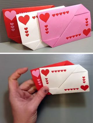 Paperized: Valentine's Day Gift Card Origami Envelopes Valentines Origami, Valentines Envelopes, Saint Valentin Diy, Valentines Bricolage, Envelope Gift, Valentines Gift Card, Origami Gifts, Origami Envelope, Gift Card Envelope