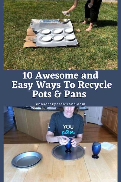 Do you want to recycle pots and pans? I was given the challenge to find different ways to repurpose these and here are some of my favorites! Repurposed Cake Pans, Repurpose Pots And Pans, Upcycle Frying Pan, Upcycle Pots And Pans, Old Frying Pan Ideas, Old Pots And Pans Repurpose, Kitchen Hacks Storage, Old Pots And Pans, Pantry Sink