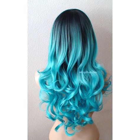 Teal Ombre Hair, Pastel Wig, Exotic Hair Color, Light Blue Hair, Dark Blue Hair, Blue Wig, Vivid Hair Color, Hair Color Crazy, Cute Hair Colors