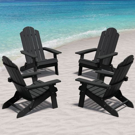 PRICES MAY VARY. [ Relax & Comfortable Yard Chair ] – Classic Folding Adirondack chairs feature large slanted seat (20-1/8" wide, 19" deep), high backrest (bottom to top 33-1/2"), wide armrests (5" wide), Measure 34-1/4 x 30 x 37-3/4 inch (D x W x H, ASSEMBLY Required), can relieve pressure of the neck & shoulder, provide a comfort spot to sit, enjoy relaxing/unwinding /chatting, perfect gift for your family. [ Heavy Duty, Durable Deck Chair ] – Made of HIPS material (High Impact Polystyrene, st Folding Adirondack Chair, Outdoor Chair Set, Fire Pit Chairs, Chairs Outdoor, Folding Adirondack Chairs, Deck Garden, Adirondack Chairs, Rest And Relaxation, Adirondack Chair