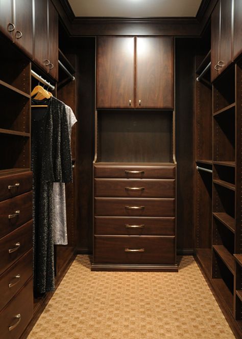 Walk-in-closet-dark-wood-2 - Ridgewood Closets Mens Closet, Dark Wood Bedroom, Exotic Homes, Lobby Interior Design, Wood Wardrobe, Room Cabinet, Closet Room, Lobby Interior, Wooden Wardrobe