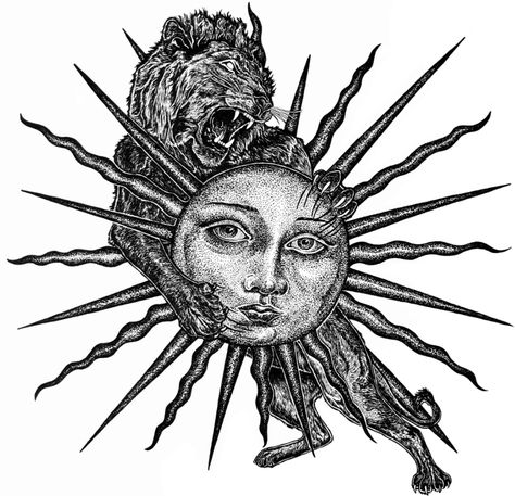 Medieval Sun, Lion Eating, Medieval Tattoo, Greek Tattoos, Lion Pride, Body Tattoos, Arm Tattoo, Art Sketches, Tatting