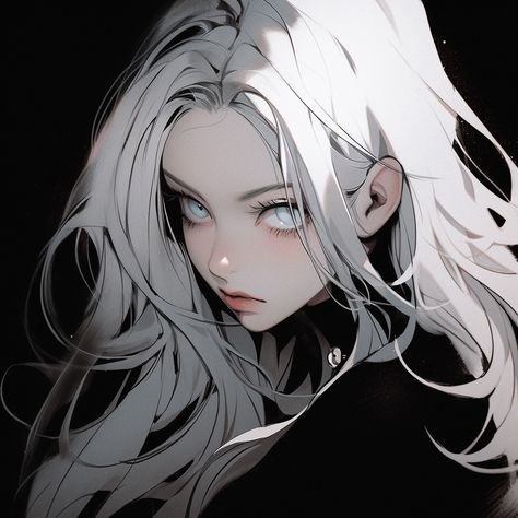 White Hair Girl Pfp, White Haired Girl, White Hair Girl, Girl Pfp Icon, Black And White Anime, Anime White, Girl Pfp, Hair Girl, White Hair