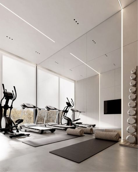 Home Gym Design Luxury, Modern Home Gym, Luxury Home Gym, Home Gym Ideas, Dream Home Gym, House Gym, Luxury Gym, Gym Room At Home, Gym Interior