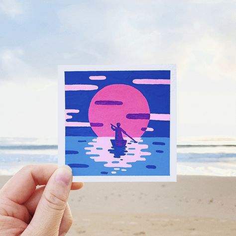 Morning At The Beach, Posca Art, Gouache Art, Cute Paintings, Small Canvas Art, Arte Sketchbook, Diy Canvas Art Painting, Mini Canvas Art, Art Inspiration Painting