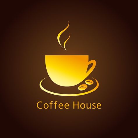 The logotype with golden coffee beans fo... | Premium Vector #Freepik #vector #cafe-design #espresso #coffee-sign #cafe-cup Coffee Leaf Logo, Coffee Cup Logo Design, Cafe Logo Ideas Coffee Branding, Tea Stall, Cafe Gold, Cup Of Coffee Vector, Coffee Symbol Logos Design, Golden Coffee, Coffee House Cafe