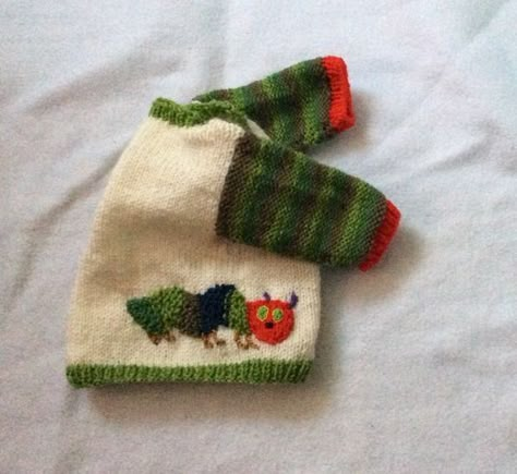 Hungry Caterpillar Cardigan (k) | Knitting and Crochet Forum Hungry Caterpillar Sweater, The Very Hungry Caterpillar Crochet, Very Hungry Caterpillar Crochet, Crochet Hungry Caterpillar, Hungry Caterpillar Crochet, Baby Knitting Ideas, Baby Clothes Crochet, Knit Baby Clothes, Bebe Clothing