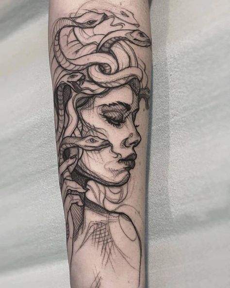 Do you like this one? 🤩 Medusa tattoo by @loiseautattoo 🐍 - Leave a like and tag your friends 🙌🙏 . . . . #artesobscurae #medusatattoos #ta… | Instagram Half Medusa Half Skull Tattoo, Japanese Style Medusa Tattoo, Medusa Band Tattoo, Medusa Silhouette Tattoo, Medusa Back Piece, Medusa Tattoo Scary, Medusa Red Tattoo, Medusa Tattoo On Shoulder, Masculine Medusa Tattoo