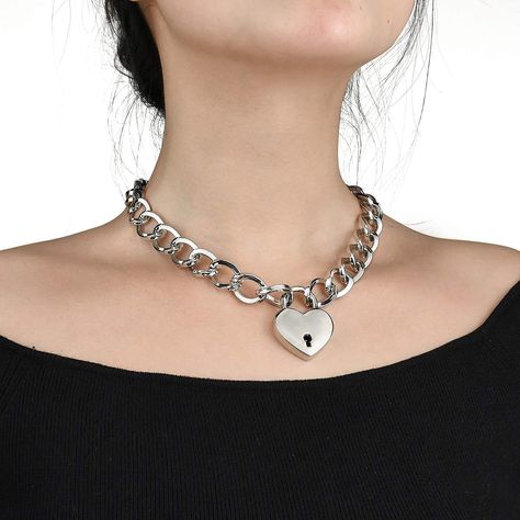 Lover Heart Padlock Necklace, Choker Necklaces for Women with Lock and Key, Metal Padlock Choker Pendant-- Click image for more details. (This is an affiliate link) #necklacesjewelry Padlock Choker, Goth Choker Necklaces, Leather Choker Collars, Goth Choker, Padlock Necklace, Heart Padlocks, Choker Collar Necklace, Lock Necklace, Choker Pendant